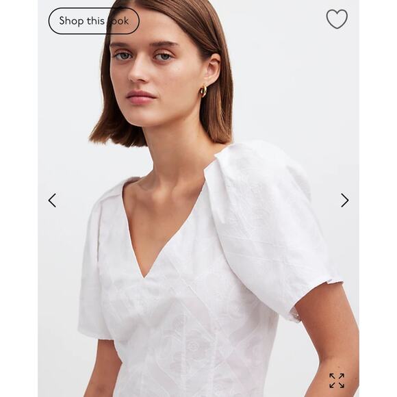 NWT Madewell  Darted V-Neck Top in Floral White Size 8 Retail $92 - Picture 2 of 7